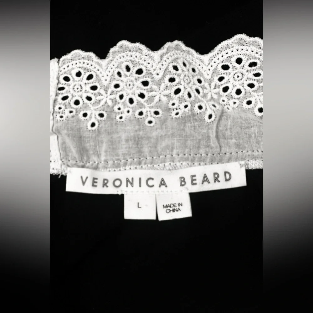 Veronica Beard Levina Sweater Black Women Ruffle Collar Pullover Top Size L - Picture 9 of 11
